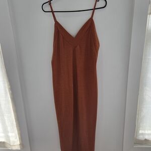 Elegant Rust Sleeveless Dress